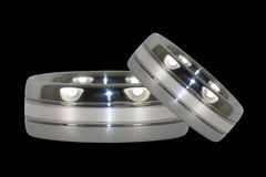 Silver Inlay Titanium Rings - Hawaii Titanium Rings
 - 1