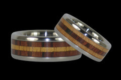 Kingwood and Koa Titanium Ring Set - Hawaii Titanium Rings
 - 1