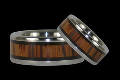 Titanium Ring Set with Hawaiian Wood Inlays - Hawaii Titanium Rings
 - 1