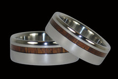 Dark Koa Offset Inlay Titanium Rings - Hawaii Titanium Rings
 - 1